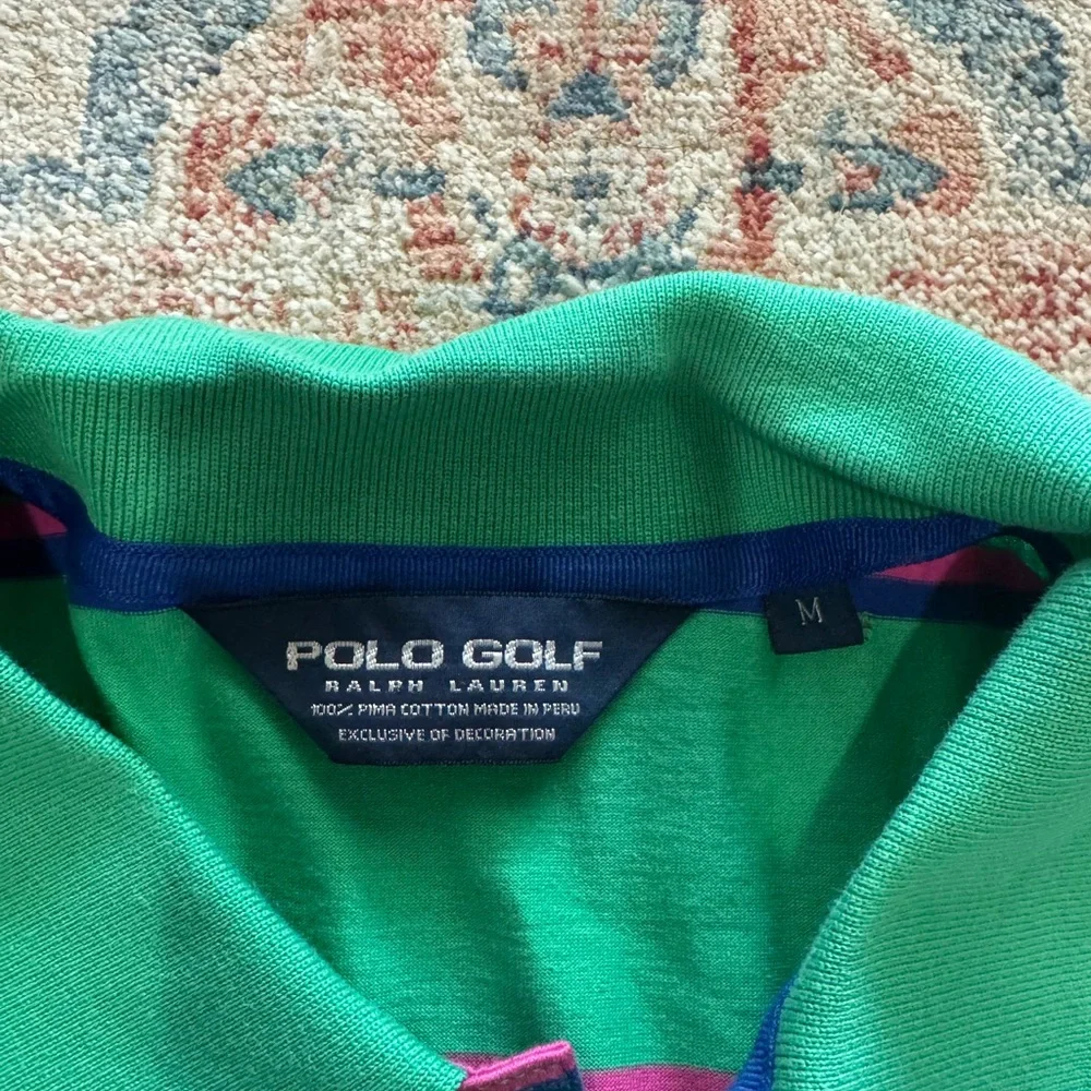 Ralph Lauren Polo Golf Green, Pink, and‎ Navy Polo Shirt